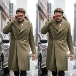 Vintage Smart Casual Woolen Overcoat Men's Thick Plus Double-Breasted Long Coat Casual Winter Business Formal Male Warm Jacket