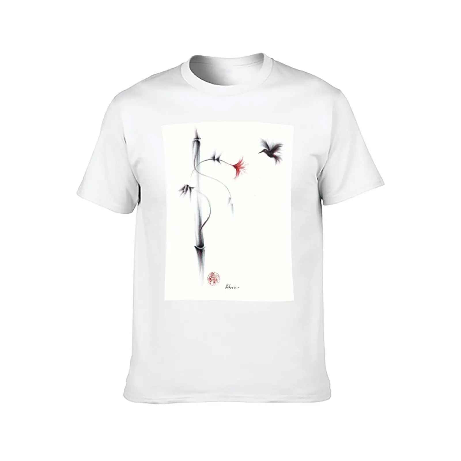 Sweetness - Hummingbird & Flower Painting T-Shirt valentines boutique clothes summer tops quick-drying mens workout shirts