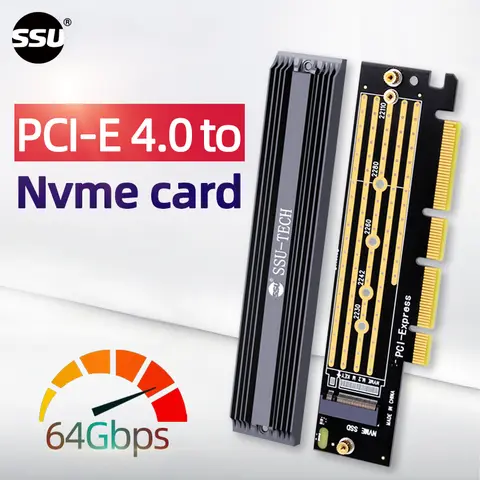 Carte adaptateur SSU PCIe 4.0 vers M.2 NVME, carte d'extension M.2 SSD vers PCI-E x4 GEN4, pleine vitesse 64 Gbit/s