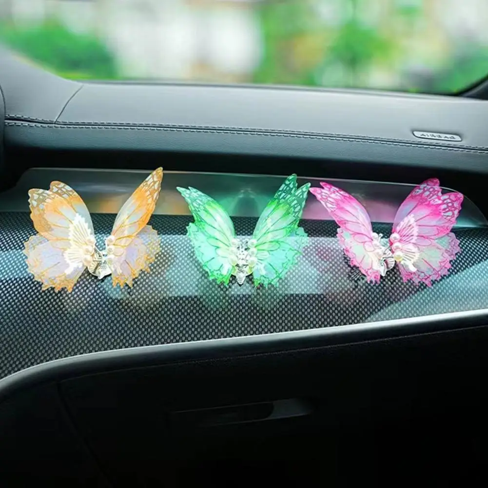3d borboleta dinâmica decoração interior do carro painel automático clipe de ventilação ornamentos para mulher homem presente acessórios do carro supr