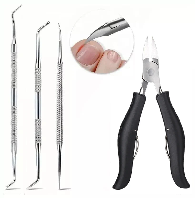 4pc Professional Toe Nail Clippers Cutter Toenail Tool Thick Nails Dead Skin Dirt Remover Super Sharp Curved Blade Nail Tools