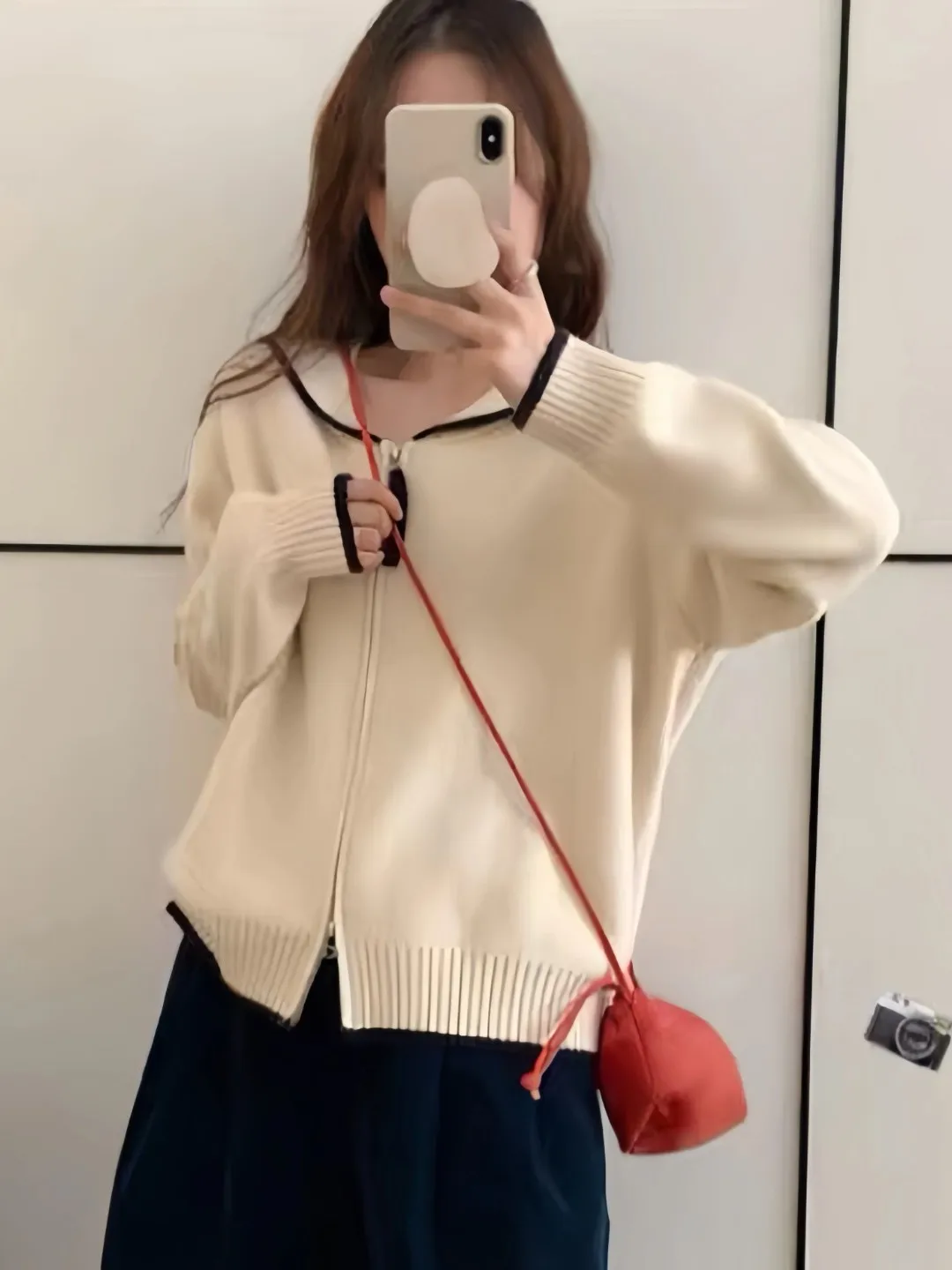 Fashionable Loose Women's  Neck Open Cardigan Sweater Casual Style Autumn New Arrival Sweet Style Polyester Fiber Long Sl...