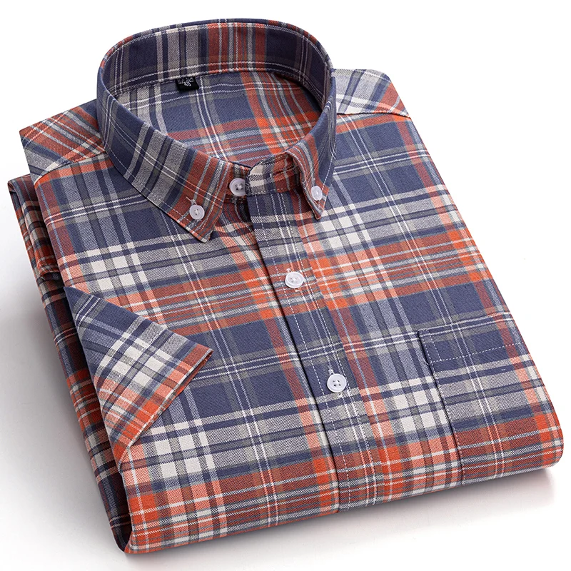 New in shirt plus size 7xl 100%cotton shirts for man slim fit formal plian shirt summer fashion korean popular plaid clothes