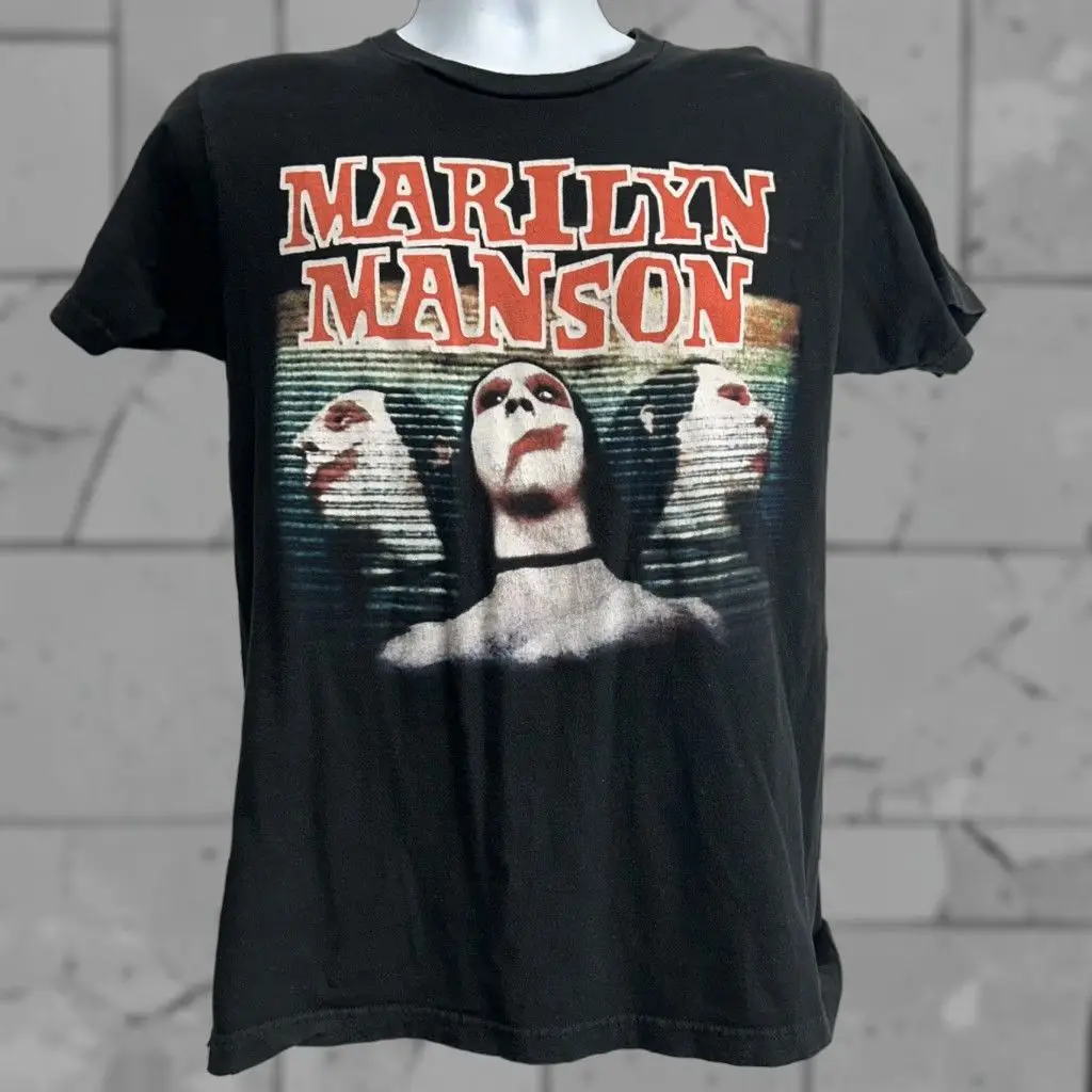 مارلين مانسون تي شيرت عتيق الموت الضجيج تي شيرت الرجال النساء المتضخم Y2k خمر 90s تي شيرت القطن الشارع الشهير الذكور الملابس تيز