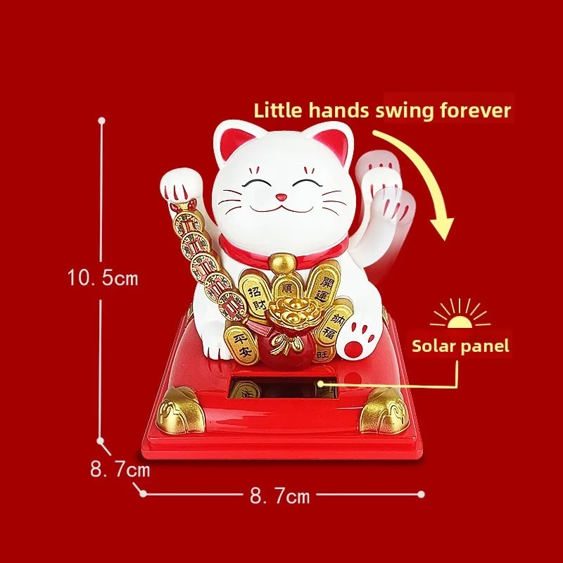 Lucky cat automatically beckons to make a fortune cat light kinetic energy solar car desktop ornaments rich wedding gifts.