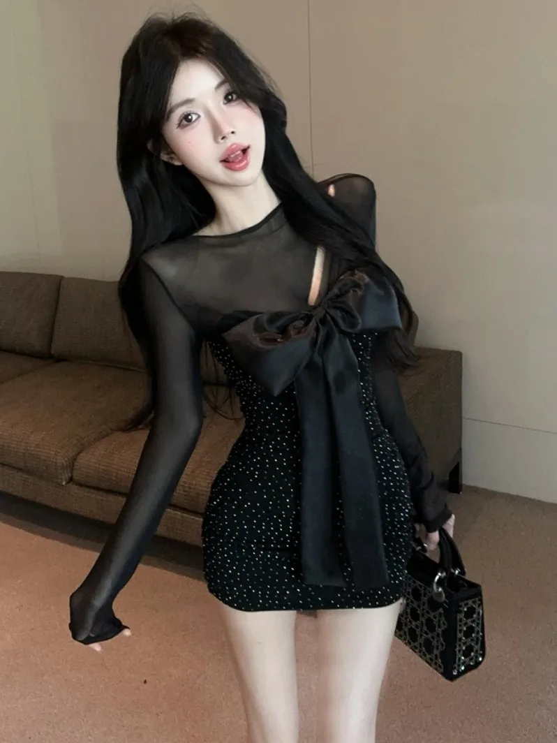 

Pure Desire Sexy Me Splice Dr Женская юбка с большим бантом и облегающей талией, яркая юбка с бриллиантами