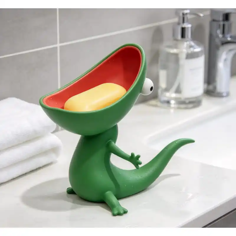 Cute Lizard Storage Tray 3D Printed Soap Holder Desktop Ornament for Bathroom & Entryway