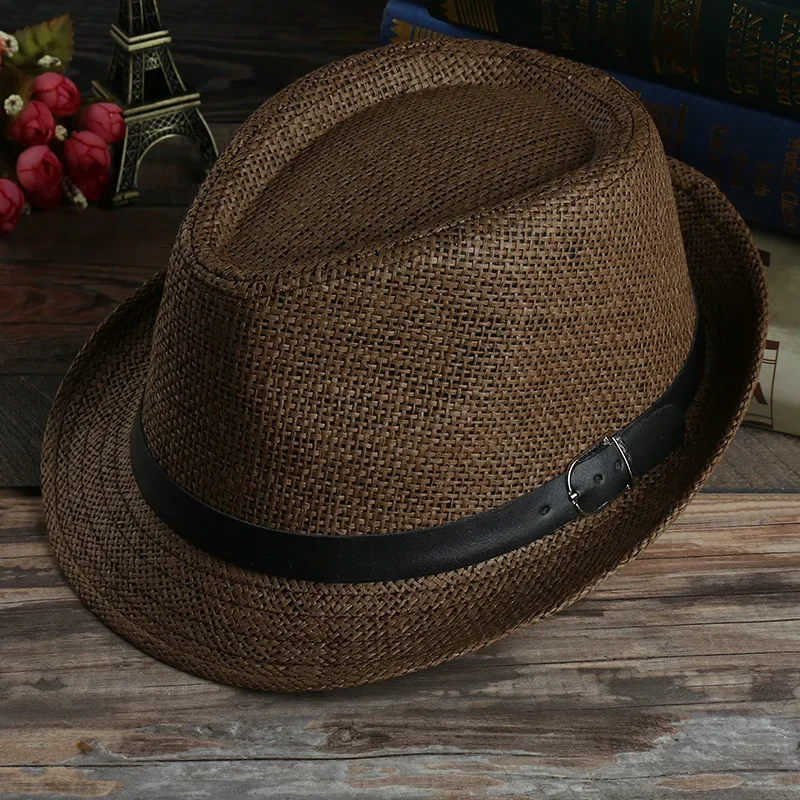 Gentleman Sun Hat Holiday Men Straw Hat Cowboy Summer Retro Panama Travel Journey Casual Caps Elegant Male Chapeau Wide Brim