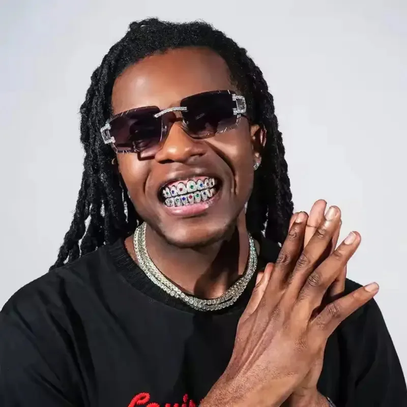 TOPGRILLZ Iced Out Full Cubic Zircon Tooth Caps 8 Top&8 Bottom Set Braces Multi-Colors Teeth Grillz For Party Christmas Gift