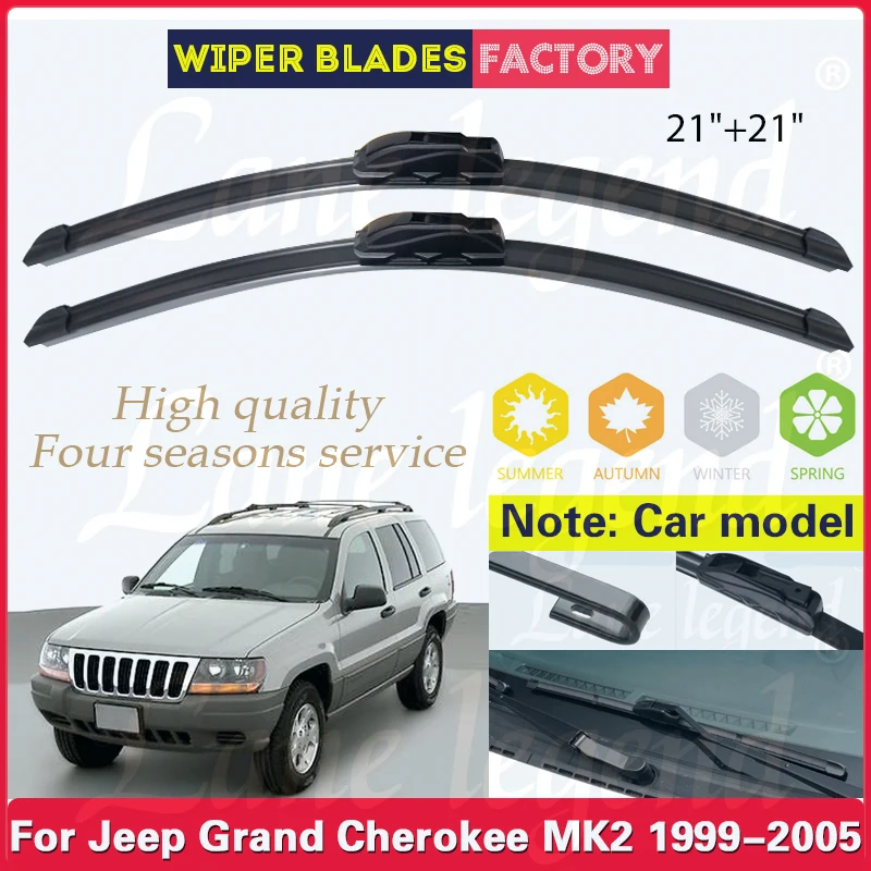 

Car Front Windshield Wipers For Jeep Grand Cherokee MK2 1999 - 2005 2004 Windscreen Wiper Blade Rubber 21"+21" Car Accessories