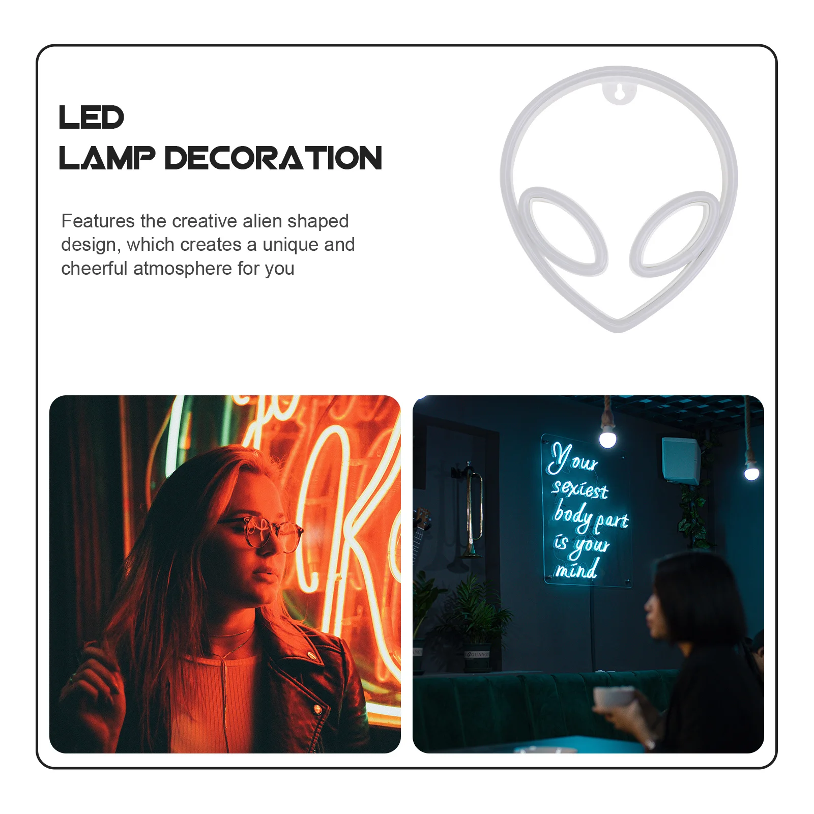 

1 шт., светодиодная неоновая лампа Alien, креативный дизайн, ночник с зарядкой через USB, декоративный светильник для домашней вечеринки, красивая неоновая лампа
