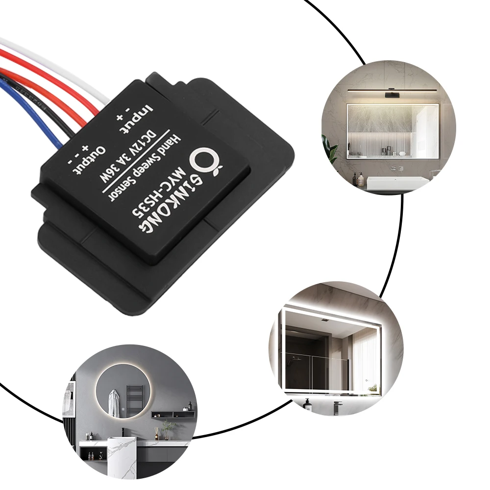 DC 12V Bathroom Mirror Switch Makeup Mirror LED Stepless Dimming Dimmer Switch Touch Hand Sweeping Switch Sensor For LED Light