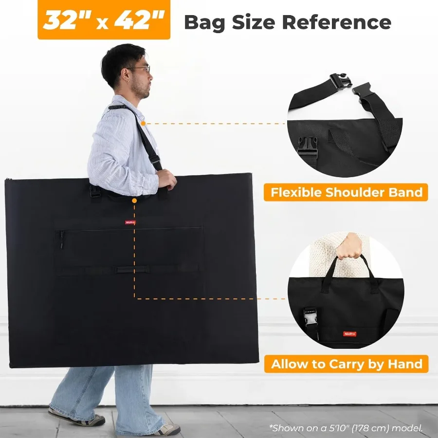 Легкая художественная сумка-портфель, водонепроницаемый чехол 32 x 42 дюйма с регулируемым плечевым ремнем и ручкой для удобного переноски, идеально подходит для