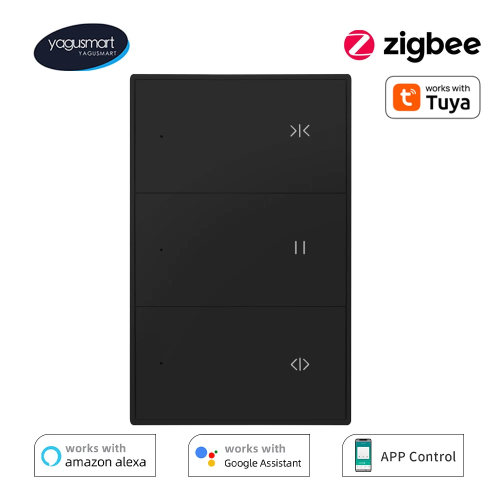 Yagusmart Zigbee Smart Roller Shutter Switch Work with Tuya Smart Life Home Assistant Alexa SmartThings Control Curtain Switch