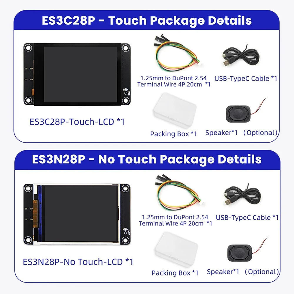 ESP32-S3 Development Board WiFi Bluetooth 2.8-Inch TFT Capacitive Touch Screen Intelligent Display Module Type-C For Edge AI DIY