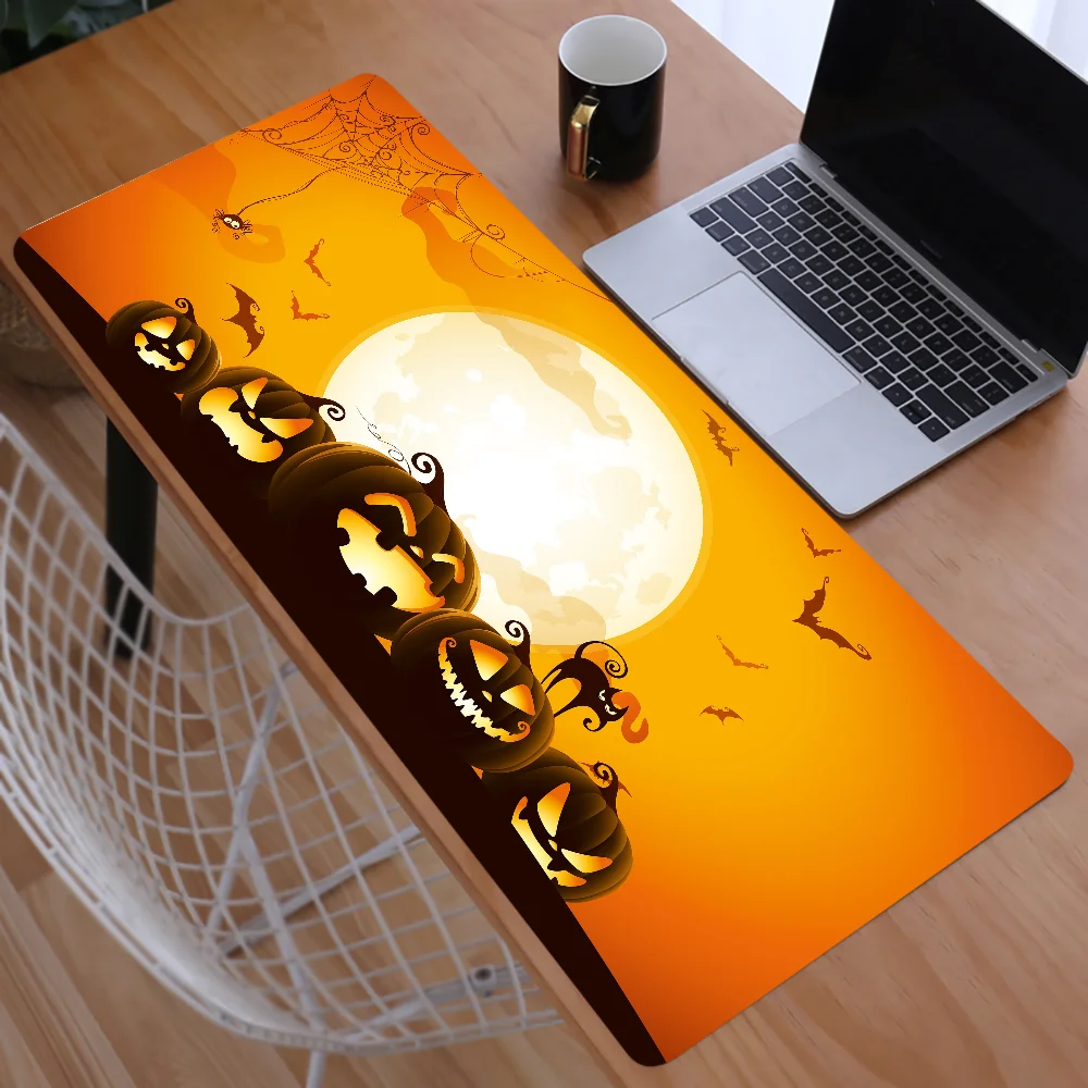 XXL Keyboard Mousepad Office Home Decor Accessories Halloween Pumpkin Bat Rubber Desk Mat Extended Gaming Mousepad Big Mousepad