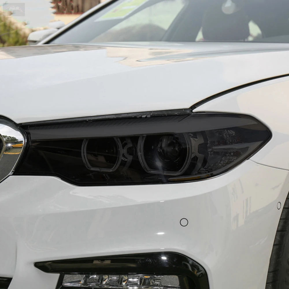 لسيارات BMW 5 Series GT F07 F10 F11 G30 G31 2 قطعة المصباح الأمامي للسيارة طبقة رقيقة واقية كشافات شفافة سوداء ملصق من البولي يوريثان الملحقات