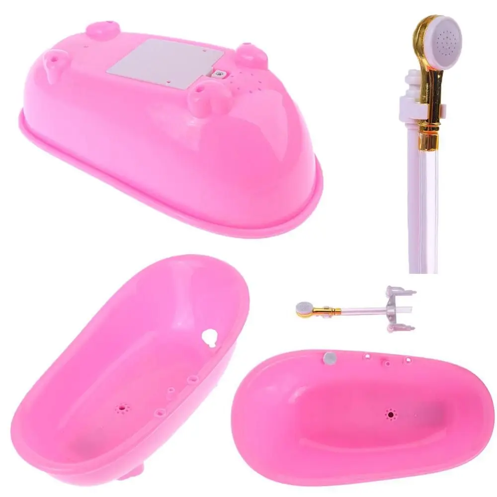 Playing House Kids Bathing Toys Mini Bathroom 1:6 Scale Miniatures Electric Bathtub Doll Accessories Plastic Tub