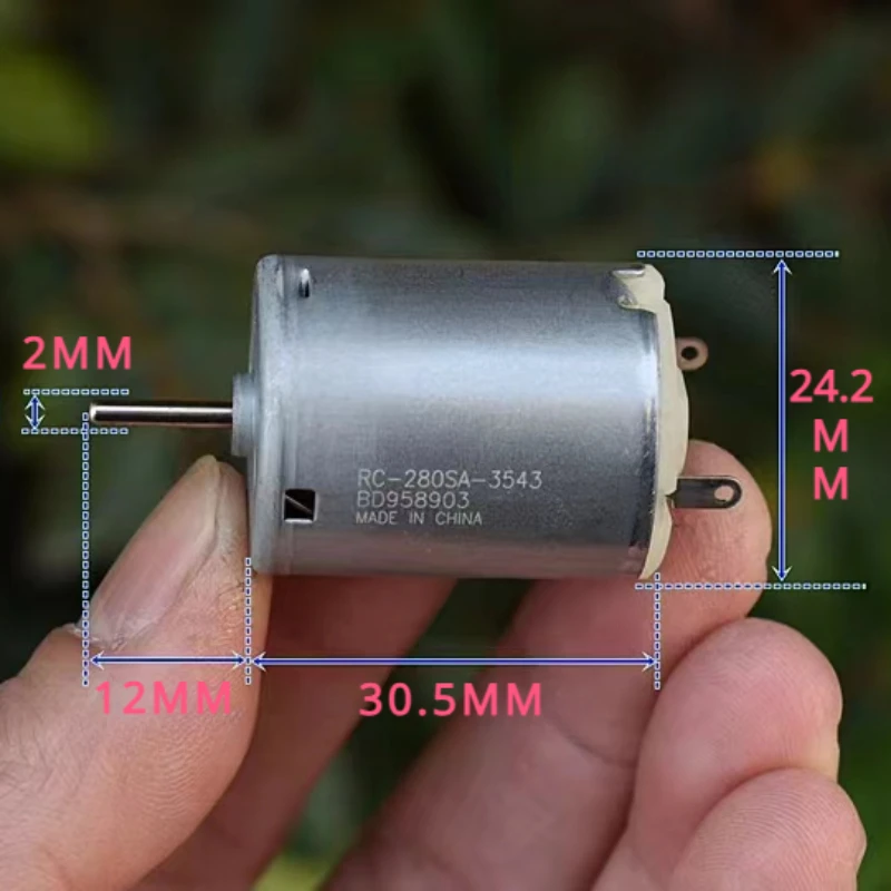 Mabuchi-Mini Motor de cepillo de carbono de alta velocidad, herramienta de belleza, exprimidor de ventiladores, bomba de agua, 3V, 280 V, 5V, 4,5 RPM, DC 17500, RC-280SA-3543