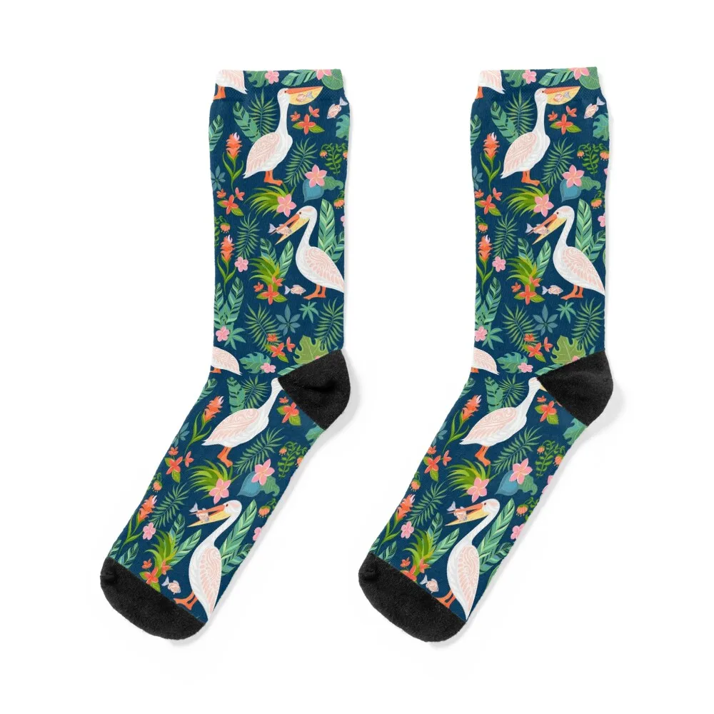 

Floral Pelican Socks christmas gifts funny gifts gym Socks For Men Women's