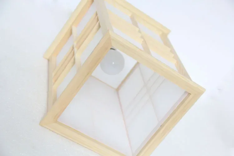 

Tatami Style Vintage Retro Loft Square Oak Wood Lamp LED Wooden WitSheepskin Lampshade Ging Light For Hone Bedroom Aisle