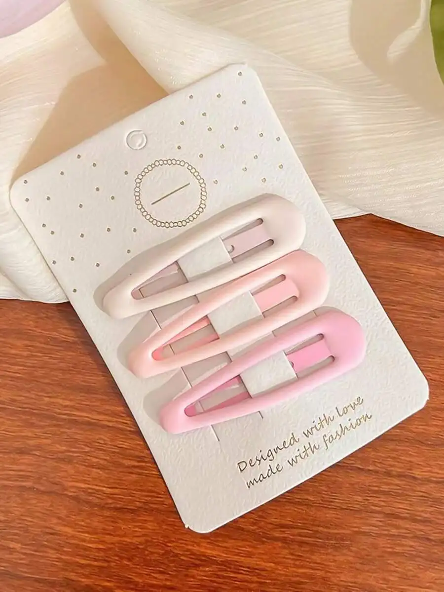 

3pcs Set Pastel Pink Gradient Hair Clips Barrettes For Women Daily Styling Accessories