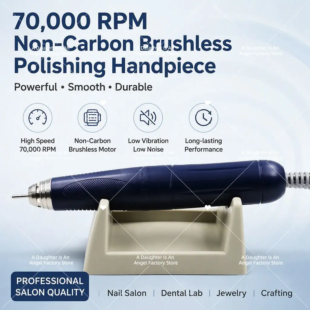 70000RPM Brushless Polishing Handpiece Drill Micromotor Polishing Hand Piece Non-Carbon Brushless Micro Motor Handheld Drill