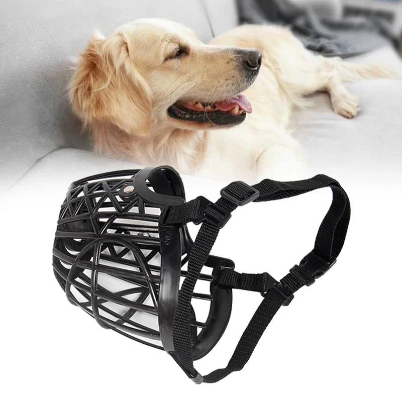 New Bite Basket Breathable 1pcs Collar No Bite Basket Pets Supplies Adjustable Muzzle Cages PE Dog Muzzle Cage Black Mouth Mesh