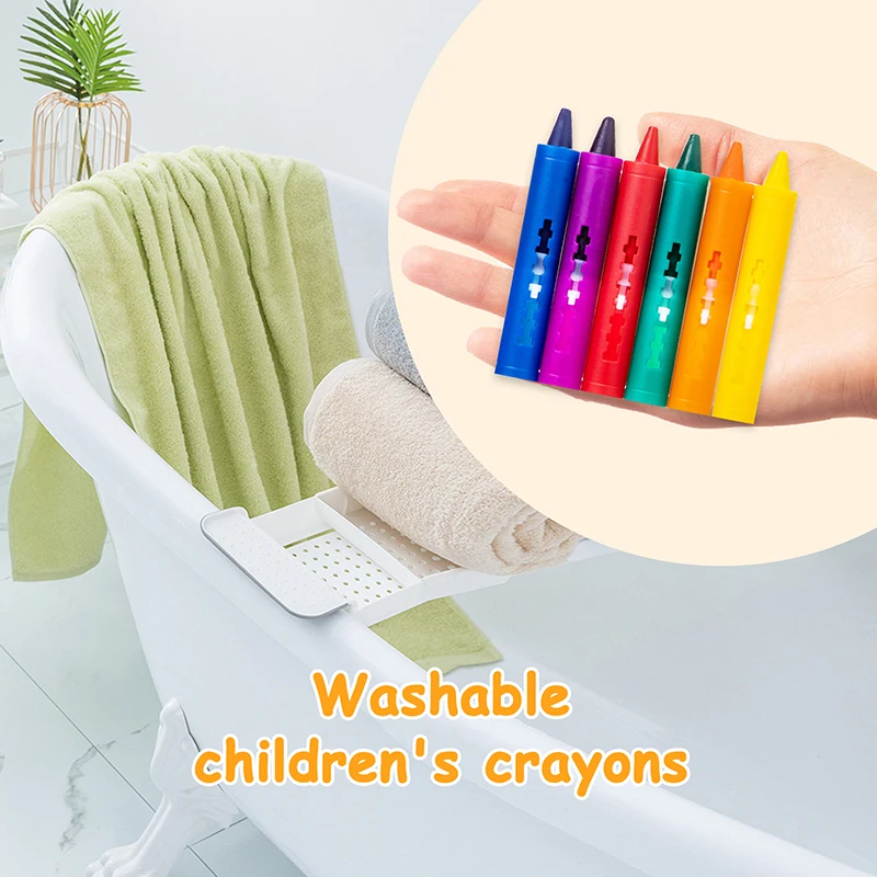 6colors Washable Bath Crayons Set Coloful Drawing in the Tub Easy Clean Pens for Kids Colorful for Fun Art Toy Stationery Supply