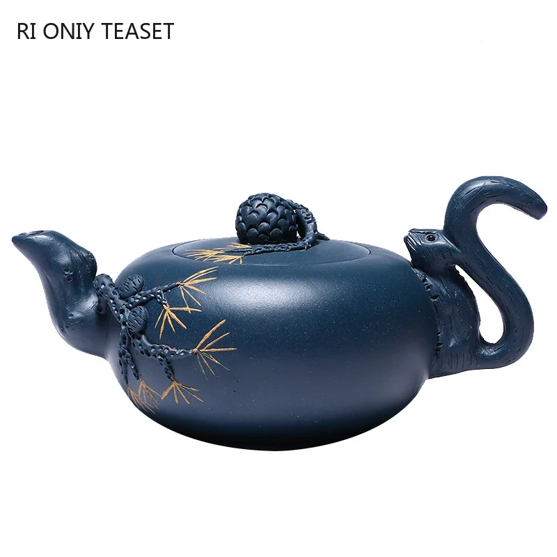 

230ml Chinese Yixing Purple Clay Teapot Famous Handmade Squirrel Shape Zisha Tea Pot Beauty Kettle Teaware Tea Ceremony Gifts