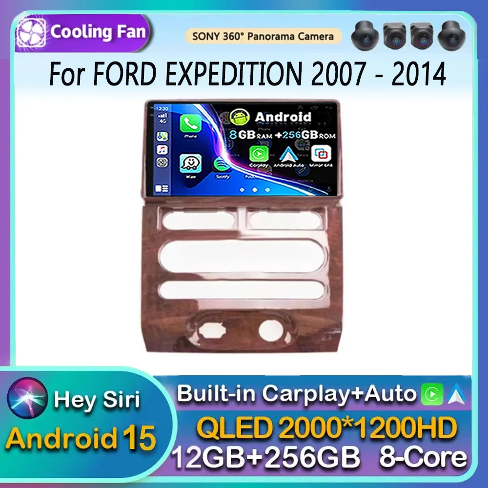 

Android 15 для FORD EXPEDITION 2007-2014 ДЕРЕВЯННЫЙ автомобильный радиоприемник Мультимедийный видеоплеер Навигация GPS 360 Камера Авто Carplay 4G BT