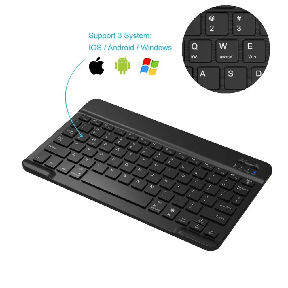 Kлавиатура с подсветкой Ultra Thin 7 Colors LED Wireless Apple Keyboard for Ipad Arabic Russian Spanish Bluetooth Keyboard