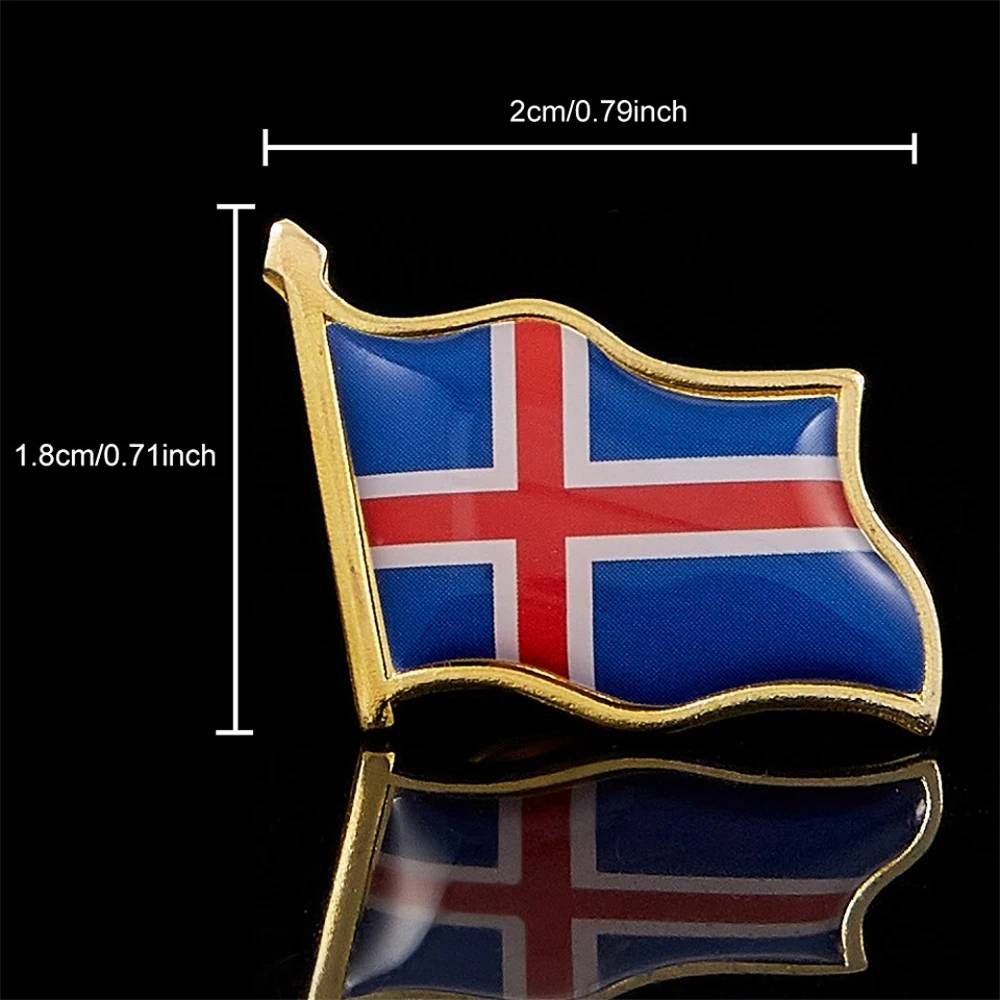 Iceland National Emblem Multicolor Commemorative Badge Enamel Flag Wear Pin Brooch Collection