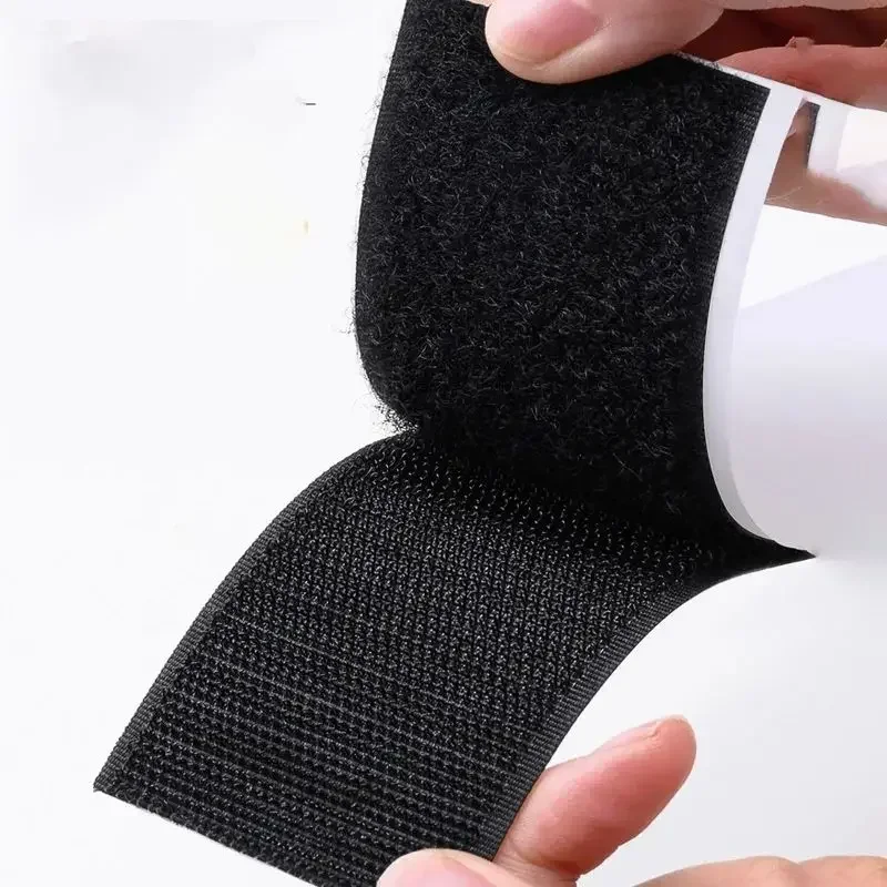 1/3/5M Strong Self-adhesive Fastener Tape Hook and Loop Magic Nylon Sticker Tape adhesive with Glue for DIY Craft 20-50MM Black