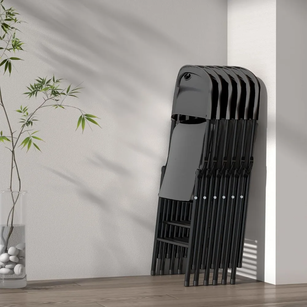 Weight Limit Heavy Duty Plastic Folding Chair with Reinfoced Steel Frame for Indoor and Outdoor, Wedding, Party,