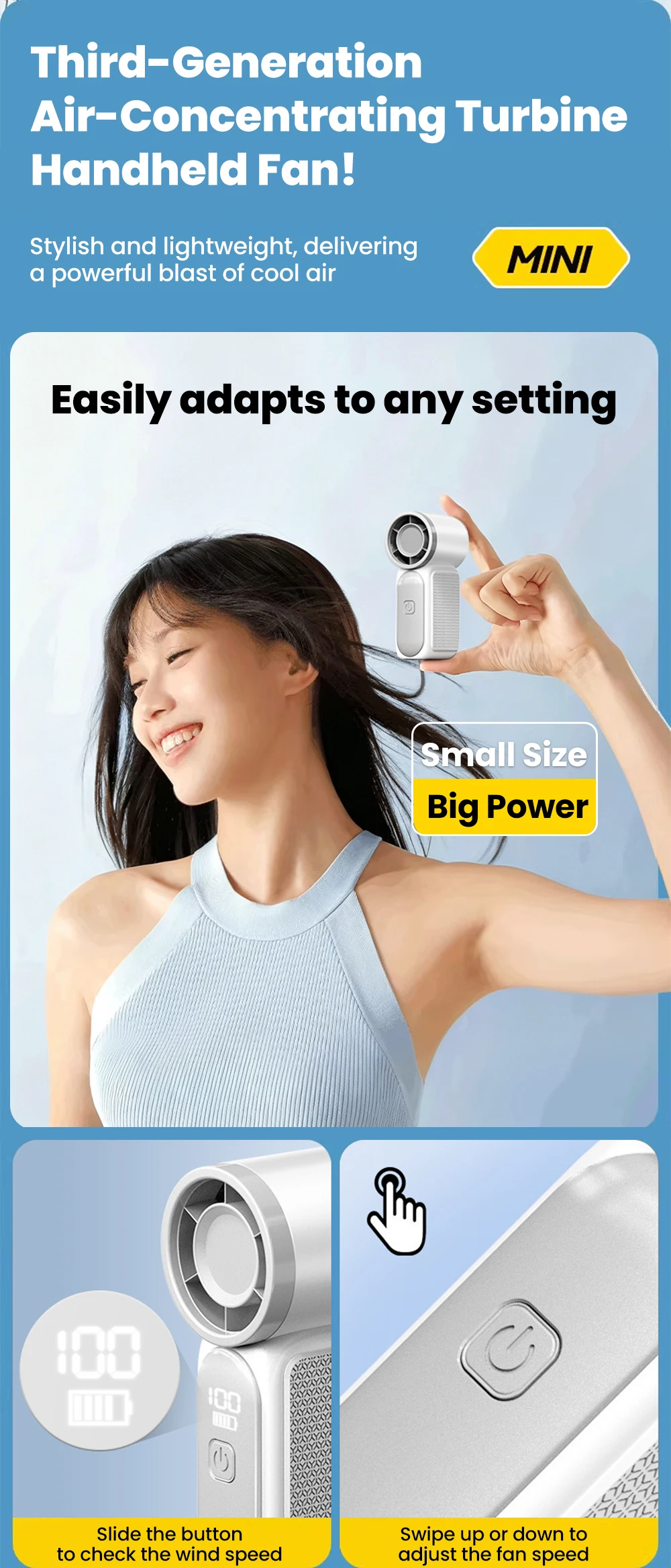 Portable Handheld Cooling Fan Usb Rechargeable Mini Personal Fan_voghion.com