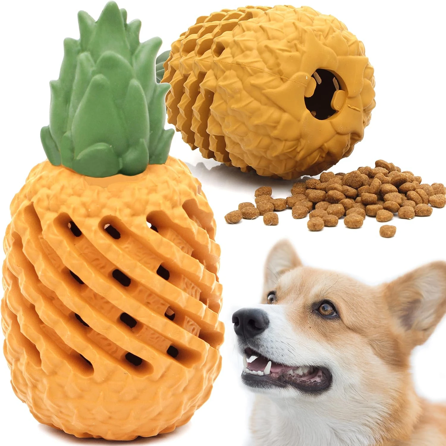 

Durable Tough Pineapple Chew Toy for Aggressive Chewers, Providing Pet Teeth Cleaning and Fetching, Excellent Food Dispensing Tr