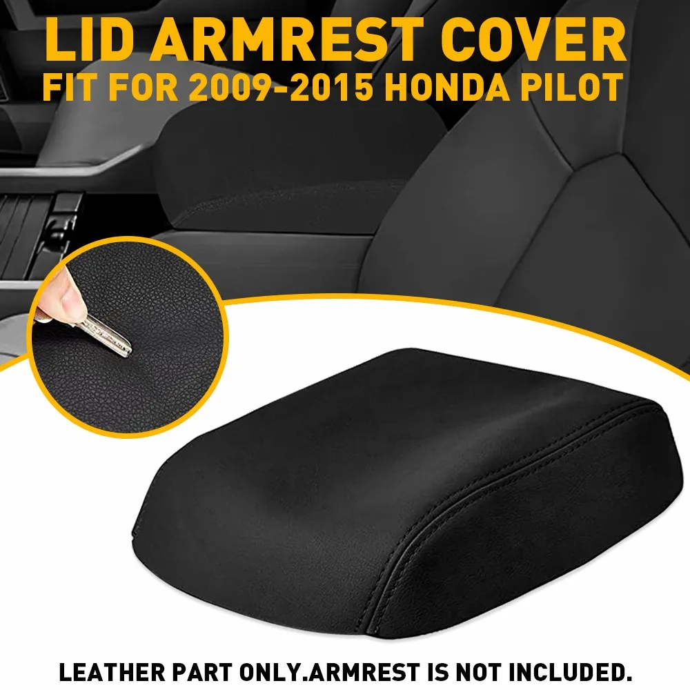 For Honda Pilot 2009 2010 2011 2012 2013 2014 2015 Car Center Lid Armrest Cover Black Grey Microfiber Leather Skin Accessories