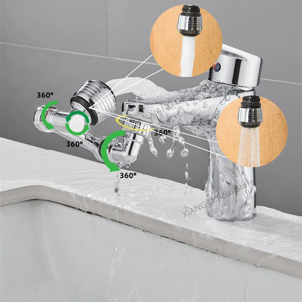 2 Model Rotatable Extension Faucet Aerator 1080° Swivel Robotic Arm Faucet Extender Water Filter Sink Water Tap Bubbler Sink Fit