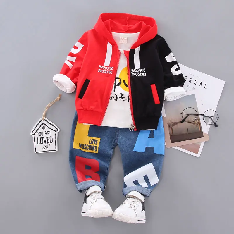 Spring and Autumn Boys Clothing Set Girls' Spring and Autumn Leisure Three Piece Set Infant and Young Children's Clothing