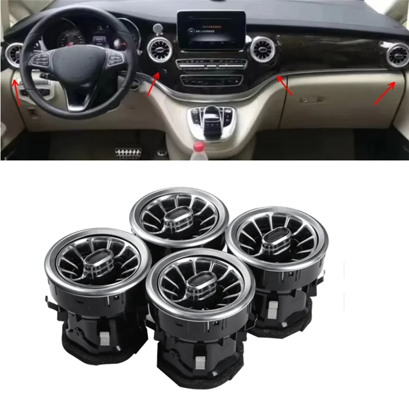 

ABNF!4Pcs Car Front Dashboard Air Conditioning Vent Assembly A/C Air Vent Grille A4478308502 For Mercedes Benz V Class W447