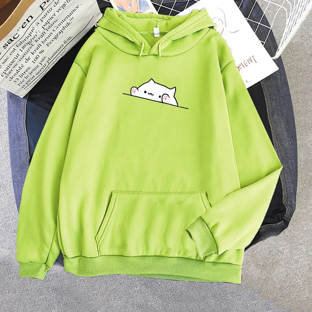 Women\'s Hoodie Cute Casual Sweatshirts Cartoon Cat Print Fashion Men Korean Style Loose Pullover Hoody Streetwear Tops Jacket