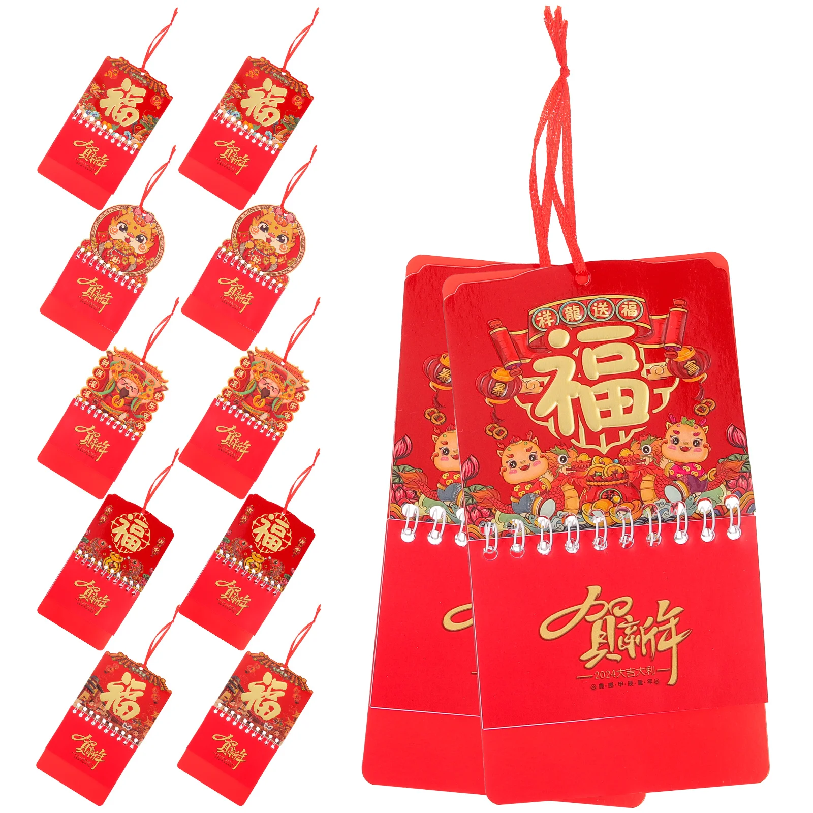 

2024 Chinese Wall Calendar Set 12 pcs Traditional Style Hanging Calendar Decor for Living Room Office 2024 New Year