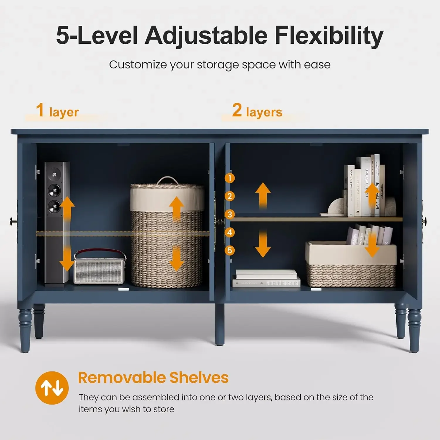 [Discounted Price!]Large Sideboard Buffet Cabinet with Storage, 58'' Modern Credenza Buffet Table Coffee Bar Wine Bar Storage Ca