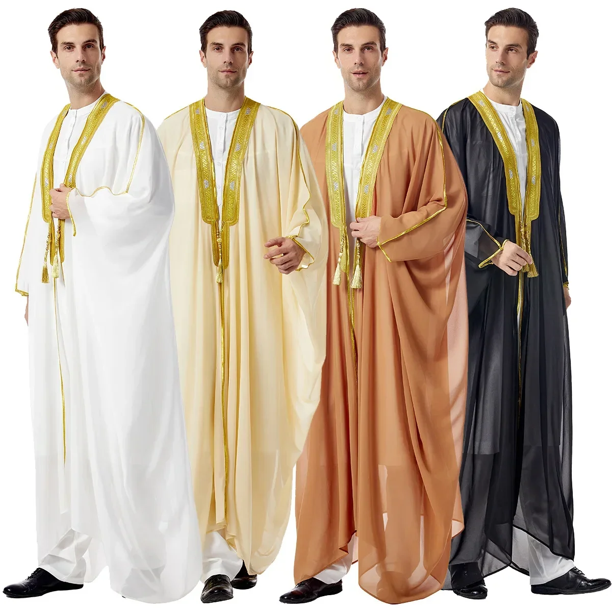 Abaya Turkey Arabic Islam Djellaba Homme Robe Musulmane Hombre Ramadan Abayas for Prayer Clothes Men Kebaya Open Muslim Kimono