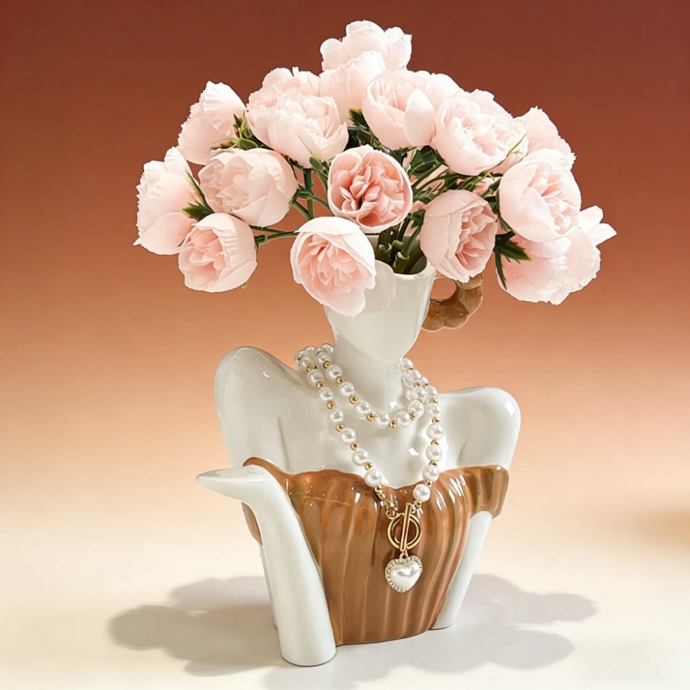 Artistic Collarbone Ceramic Vase Decoration Household Simplicity Foyer Desktop Vase Living Room Creative Crafts Decoration Gifts