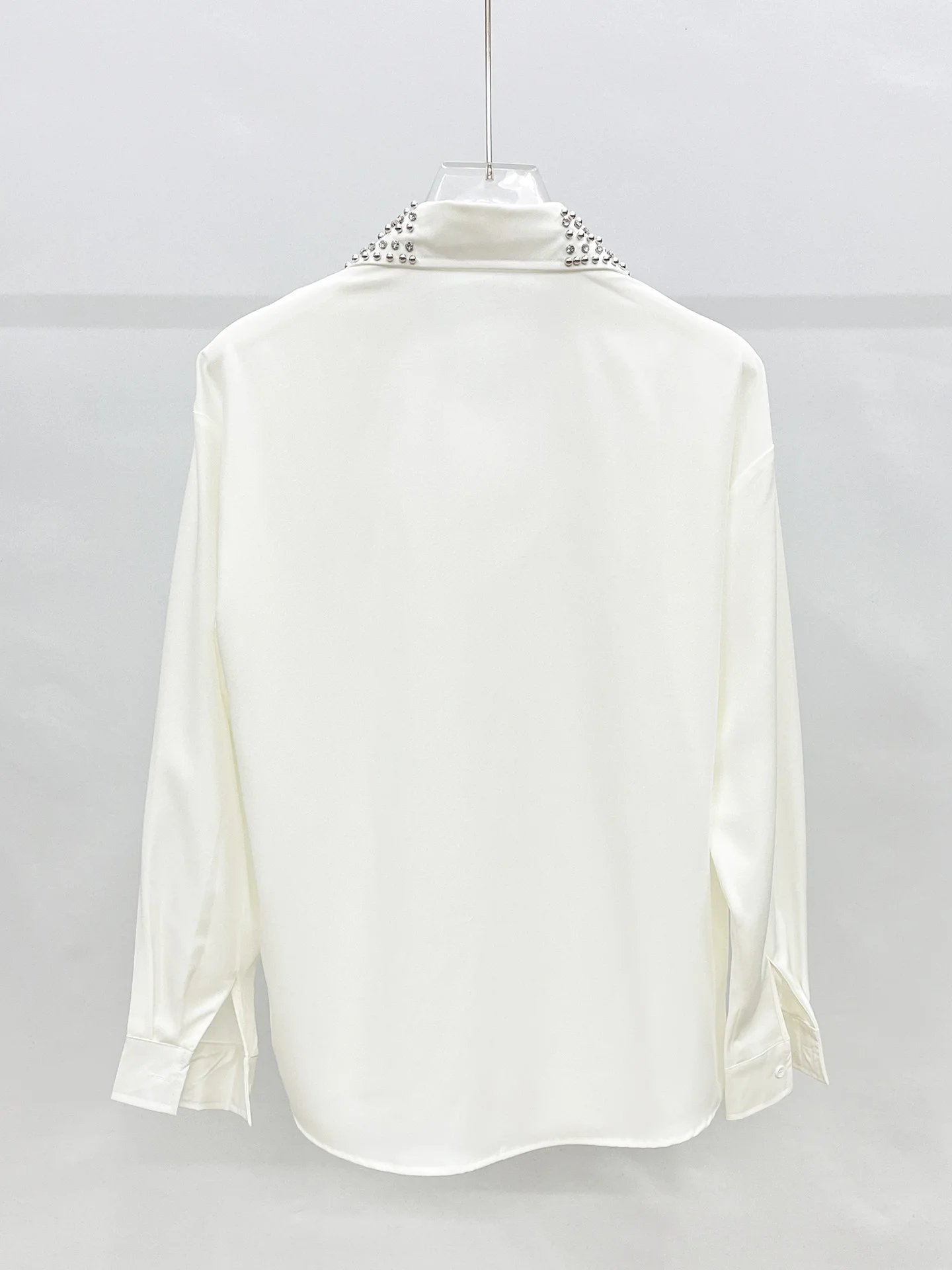 Men's 2025 Autumn New Trendy Loose Stylish Shirts Fashion Beaded Rhinestone Chic Shirts Male Handsome Solid Color Sparkling Tops