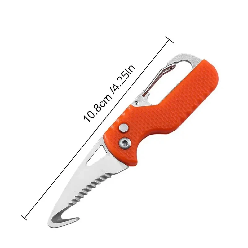 1PCS Orange Portable Multifunctional Express Parcel Knife Keychain Serrated Hook Carry On Unpacking Box Opener