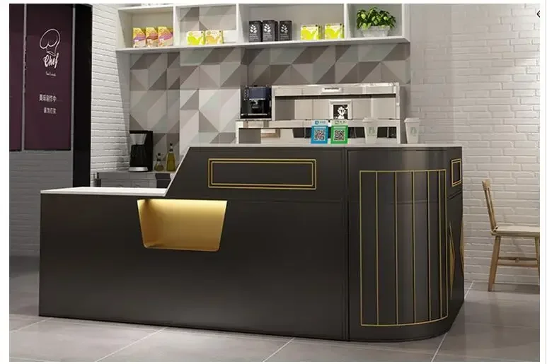 

Modern simple milk tea shop cashier beauty salon counter light luxury clothing store reception front desk cafe bar table