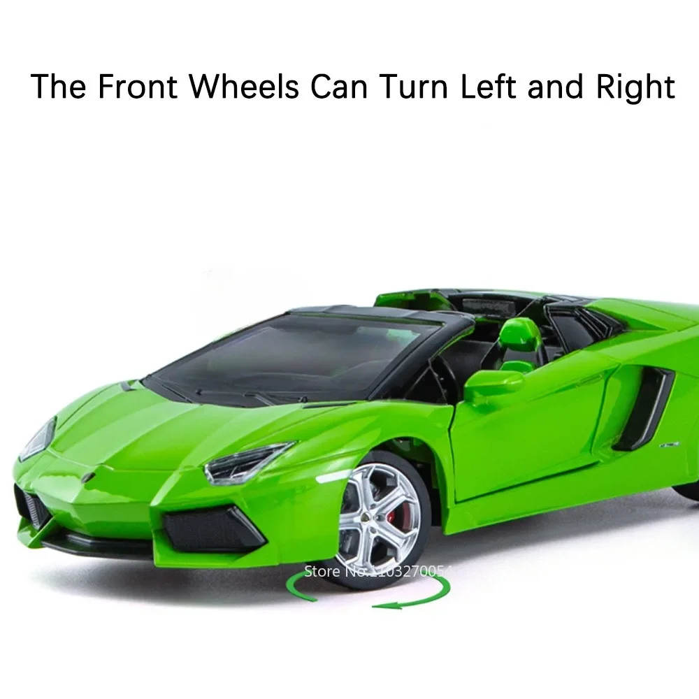 1:24 Lamborghini Aventado Car Alloy Model Toy Diecast Metal Super Racing Sound Light Pull Back Door Open Toy Kid Gift Ornament